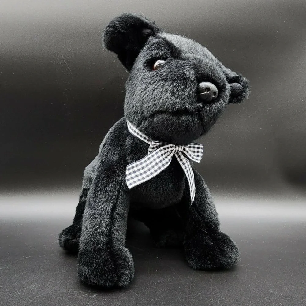 Ty Black Luke Beanie Buddies‎ Black Lab Dog Plush 2001 Vintage Puppy Gingham Bow